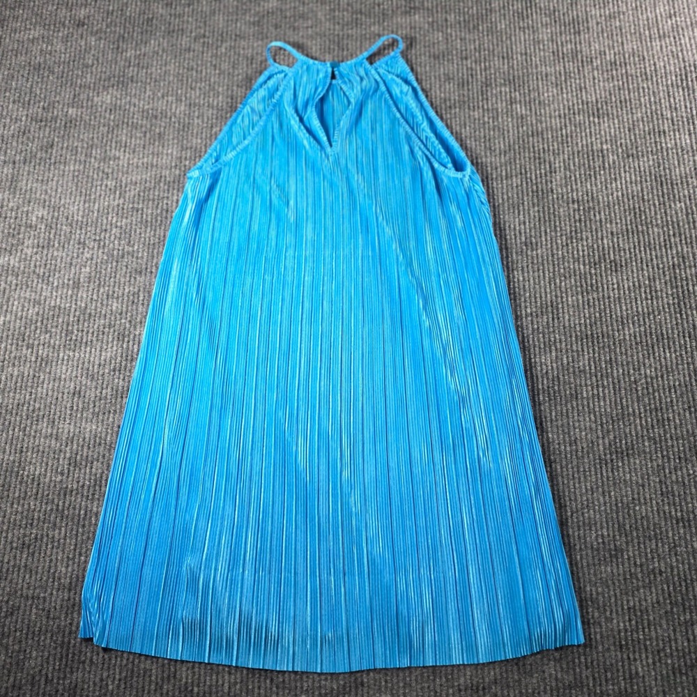 Steve Madden Ada Dress Aruba Blue Pleated Halter Mini Dress BN108767 Womens M - Picture 6 of 7